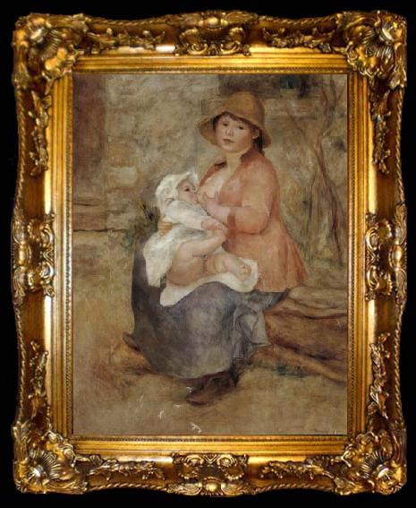 framed  Pierre Renoir Maternity-Baby at the Breast(Aline and her son Pierre) first version, ta009-2